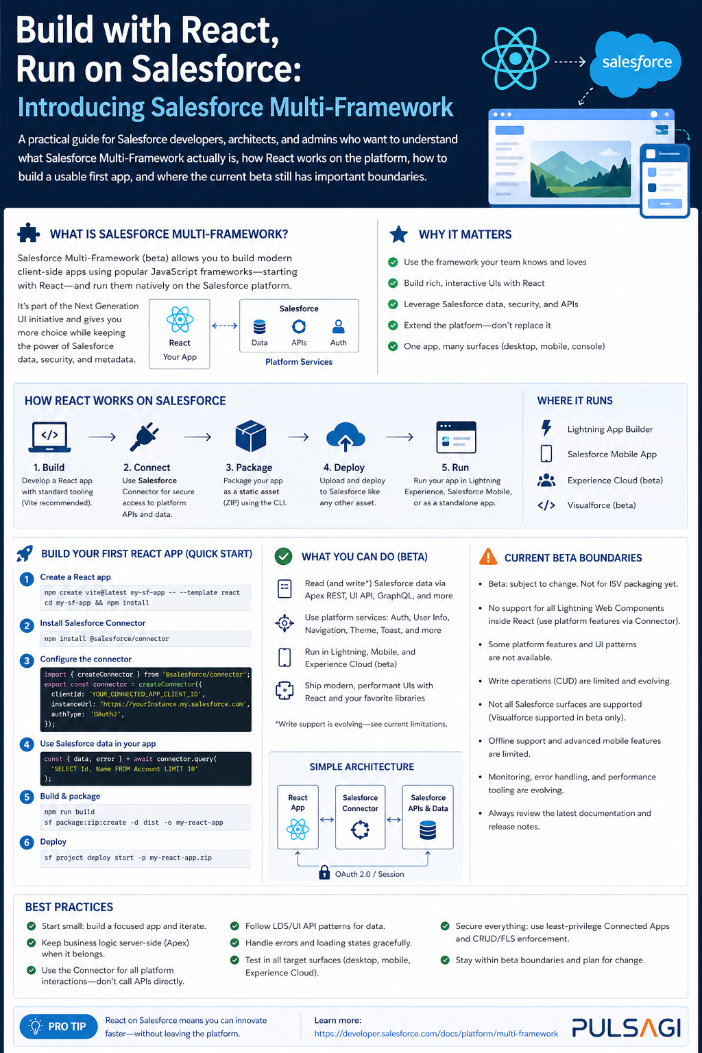 Build with React, Run on Salesforce: Introducing Salesforce Multi-Framework infographic